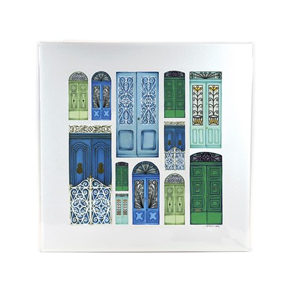 Square Print Maltese Doors - Blues