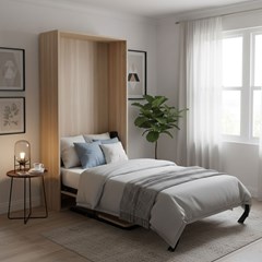 Single Wall Bed with Desk 90x190 cm