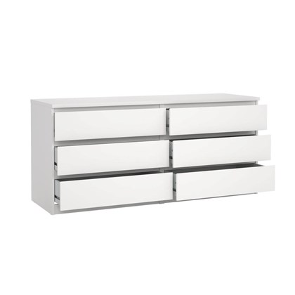 White Naia Double Dresser 6 Drawers