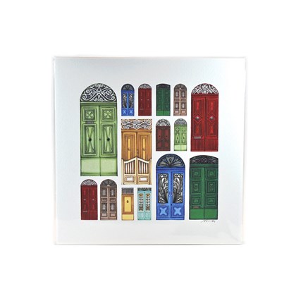 Square Print with Drawings of Maltese Doors