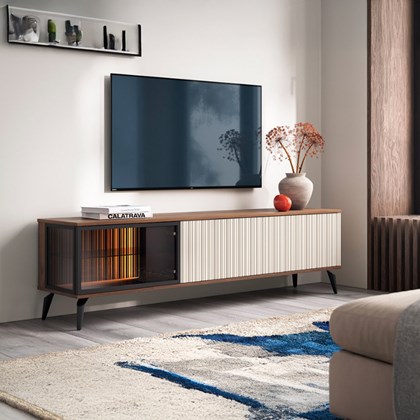 TV Cabinet – Cashmere & Walnut