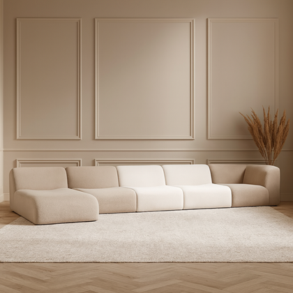 Adjustable Sofa Set - Beige & White