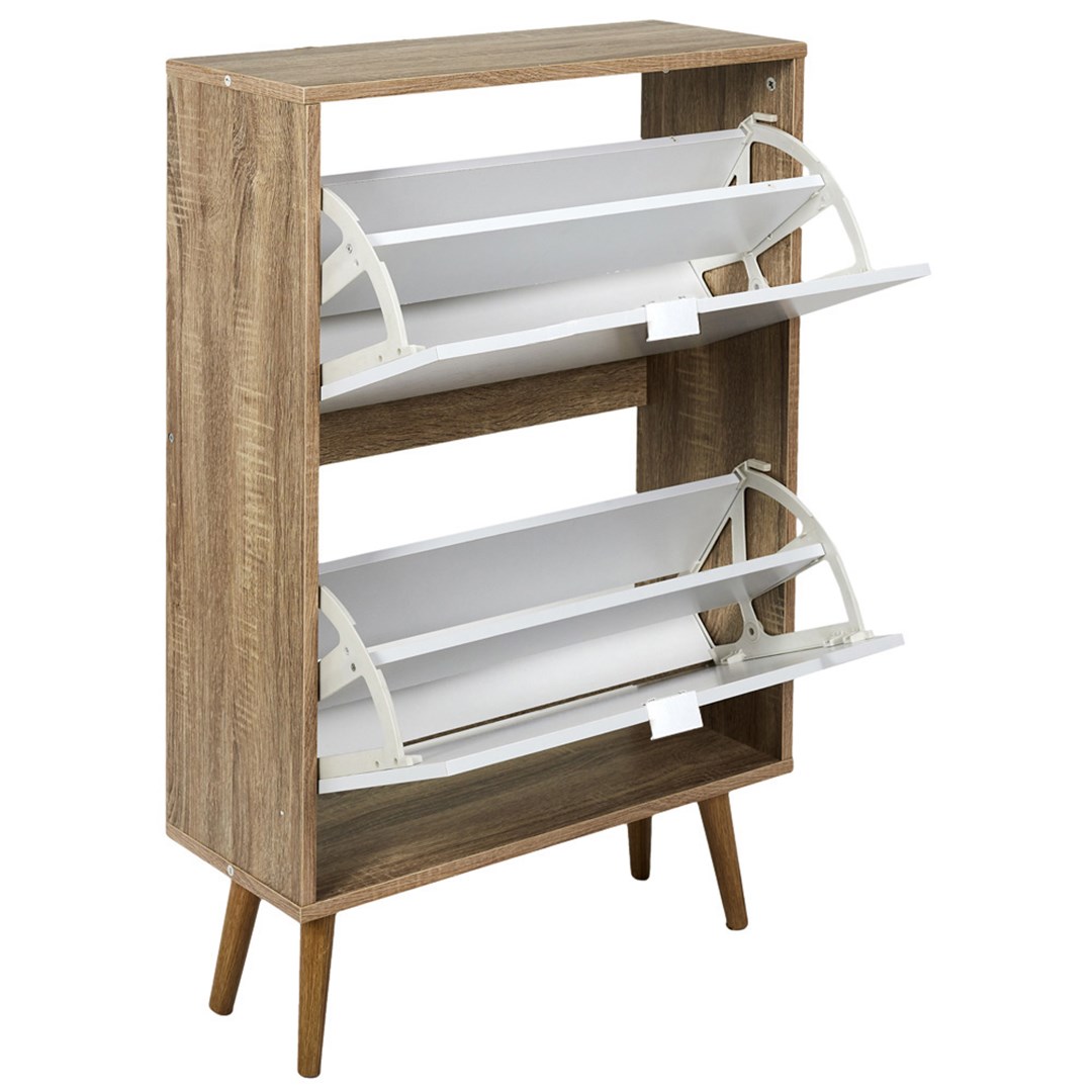 Shoe Cabinet with 2 Doors – White & Brown