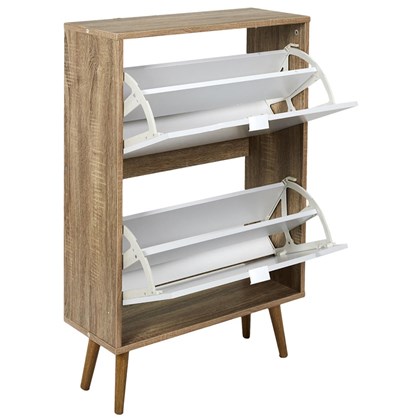 Shoe Cabinet with 2 Doors – White & Brown