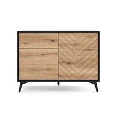 Sideboard 1 Doors 3 Drawers - Oak & Black