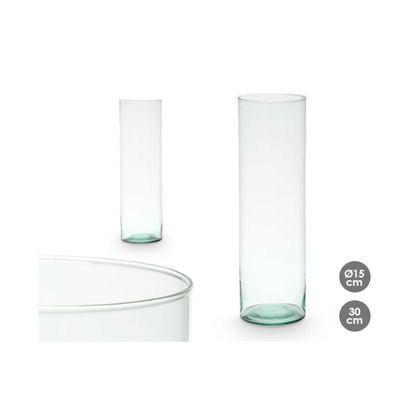 Recycled Glass Cylinder Vase D15 cm
